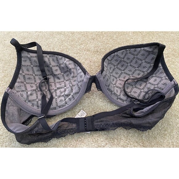 Victorias Secret Gray 34C Bra Unlined Full Coverage Lace Underwire Padded Sexy - Picture 5 of 11